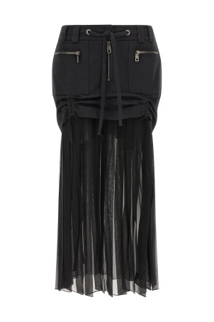 Спідниця з твілу та шифону Чорна DOLCE & GABBANA F4DAOTGDDHVN0000 Спідниця з твілу та шифону Чорна DOLCE & GABBANA F4DAOTGDDHVN0000