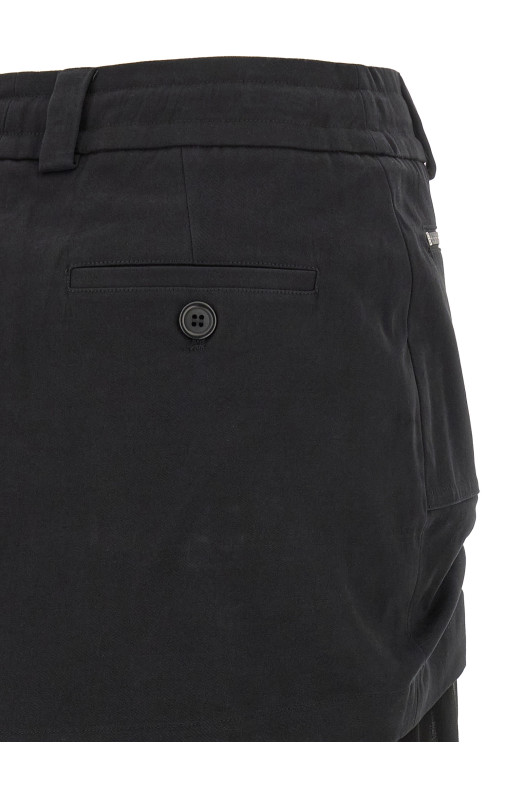 Twill and chiffon skirt Black