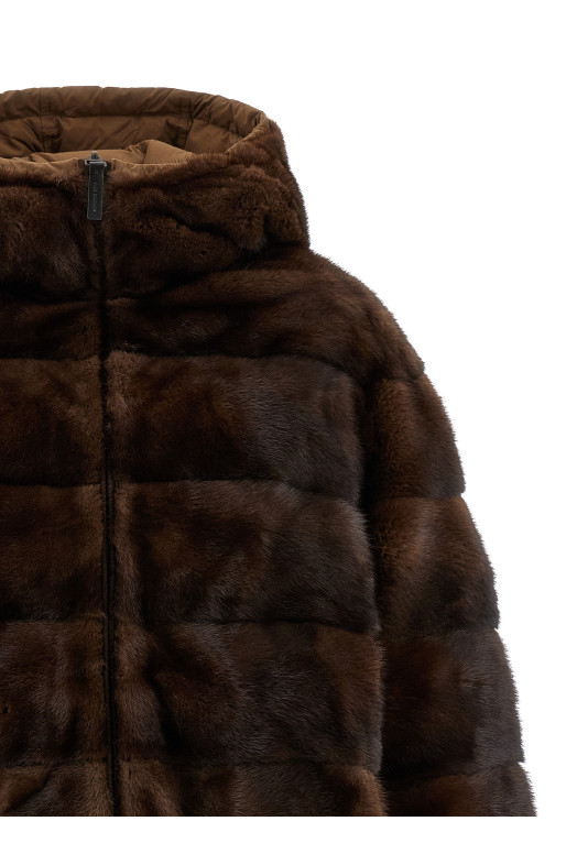 Двосторонній хутряний коричневий ARMY YVES SALOMON 26W26WFV04262J08XA2257