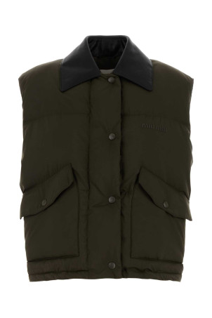 Olive green polyester down jacket MIU MIU (ML1308SOOO15WX)