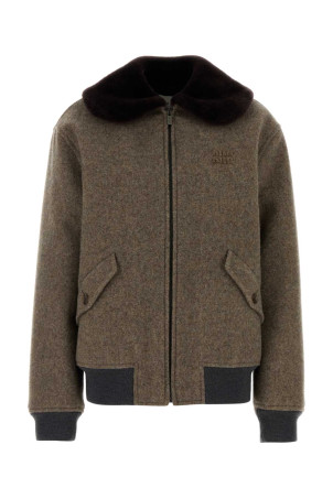 Melange brown wool jacket MIU MIU (ML1363SOOO1799)