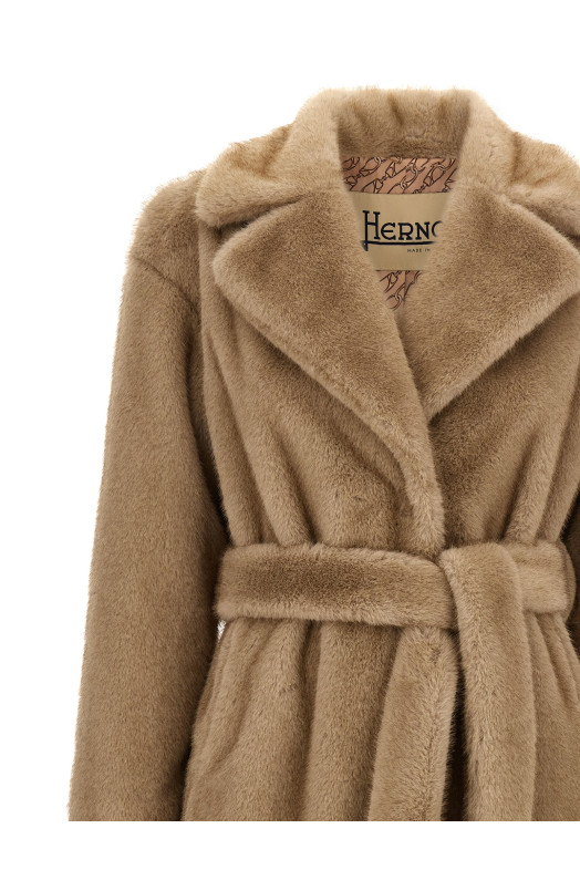 Искусственная меховая шуба Бежевая HERNO CA000582D127391985