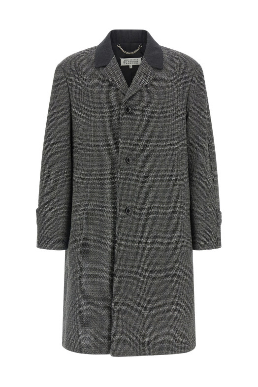 Однобортне пальто Чорно-сіре MAISON MARGIELA S50AA0159M35485001F