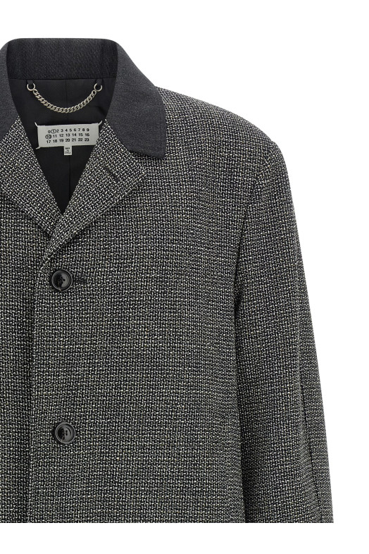 Однобортне пальто Чорно-сіре MAISON MARGIELA S50AA0159M35485001F