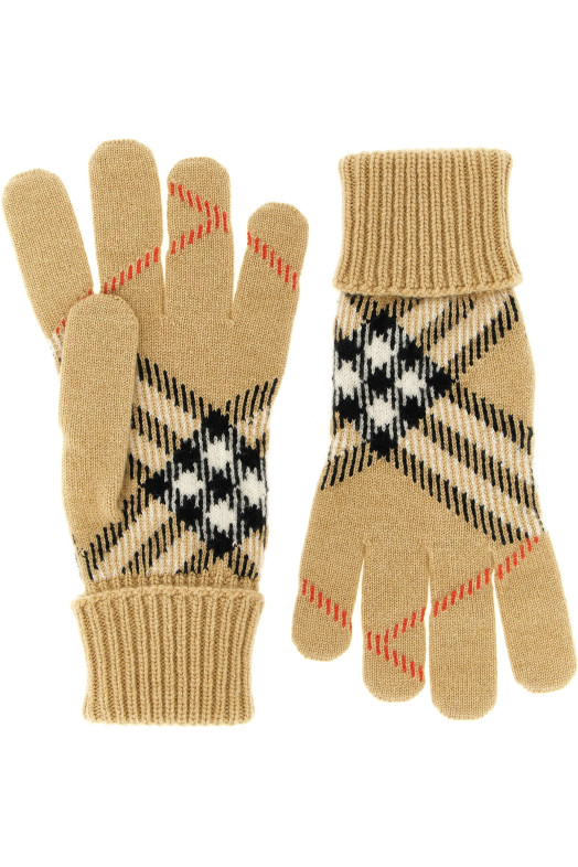 Check cashmere gloves Beige Check cashmere gloves Beige