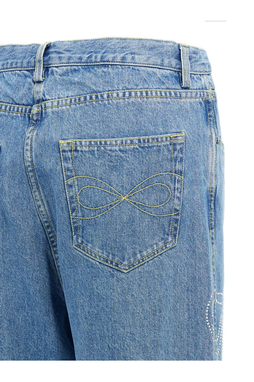 'Crystal ribbon hot fix' jeans BLUE