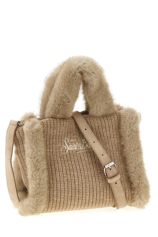 'Vanity Mini Shearling Rib' handbag Beige