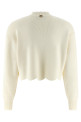 Scalloped hem sweater White