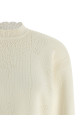 Scalloped hem sweater White