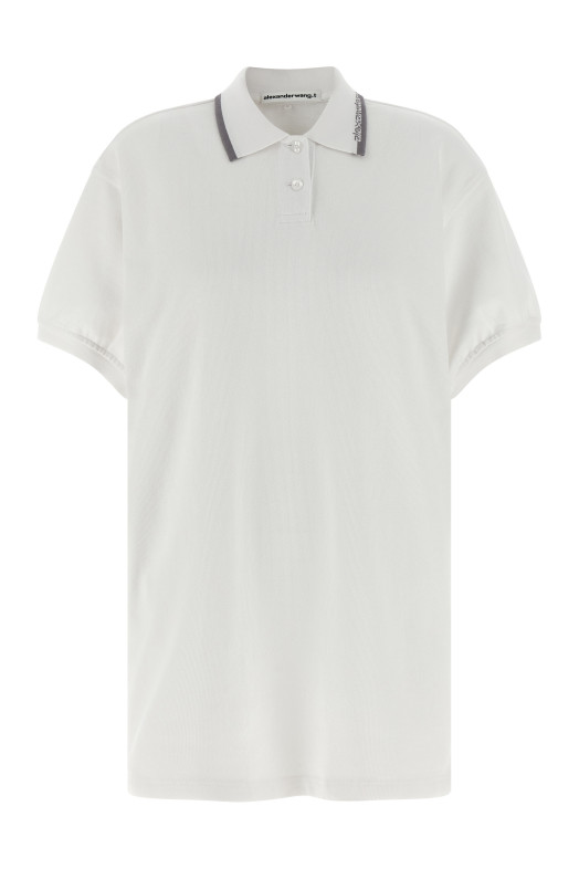 Платье с интарсией на воротнике Белое T BY ALEXANDER WANG 4CC1266902100