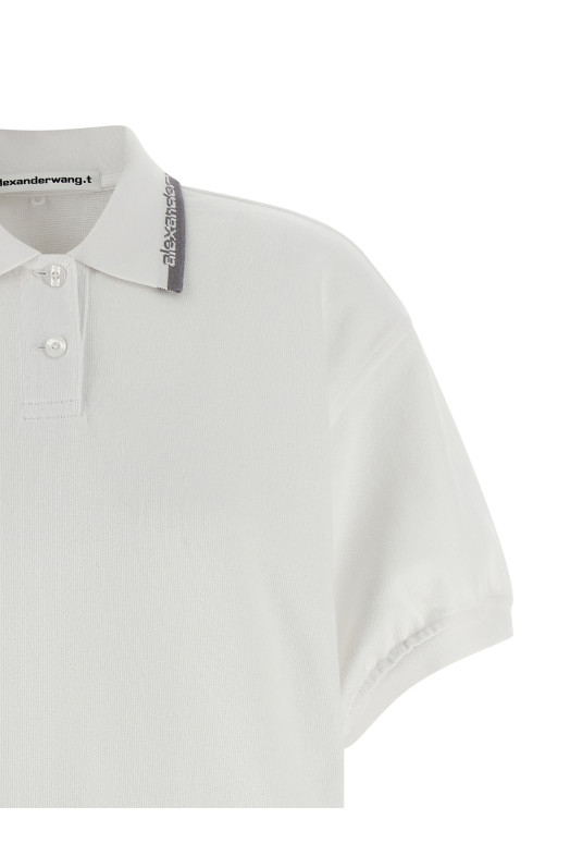 Платье с интарсией на воротнике Белое T BY ALEXANDER WANG 4CC1266902100