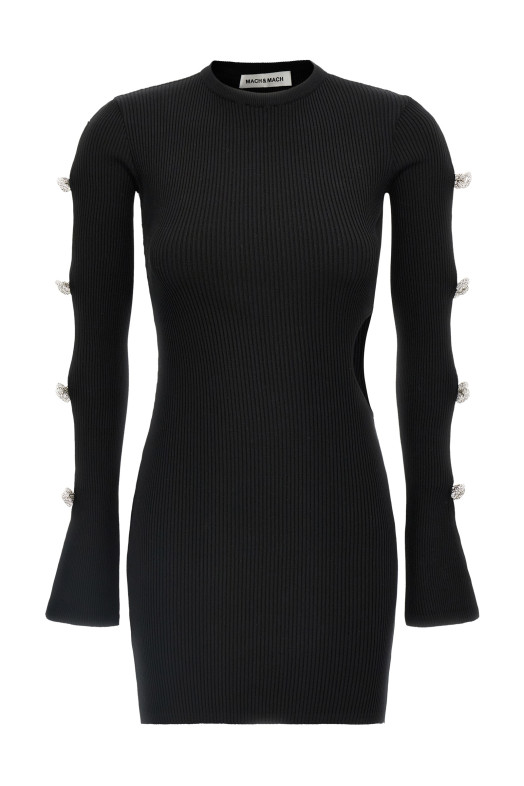 'Cut-Out Crystal Bow' dress Black