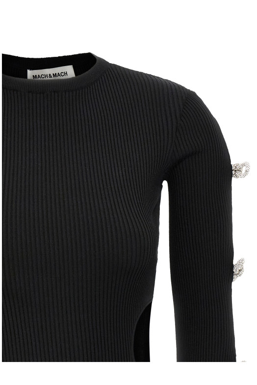 'Cut-Out Crystal Bow' dress Black