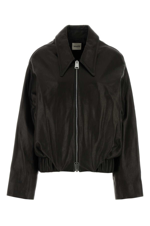 Black leather oversize Odin jacket Multicolor KHAITE (6188729L729) Black leather oversize Odin jacket Multicolor KHAITE (6188729L729)