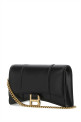 Black leather Hourglass clutch Black BALENCIAGA (6560501QJ4M)