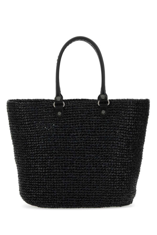 Black raffia large Le Cagole Panier shopping bag Black BALENCIAGA (7861892AA19)