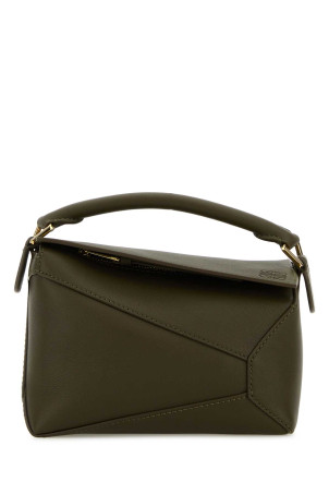 Оливково-зелена шкіряна міні-сумочка Puzzle LOEWE (A510P88X26)