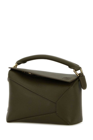 Оливково-зелена шкіряна міні-сумочка Puzzle LOEWE (A510P88X26)