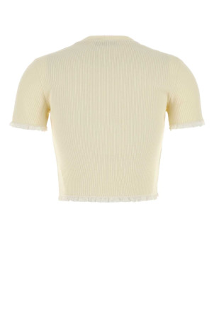 Кремова бавовняна футболка MIU MIU (MJN580SOOO17Z9)