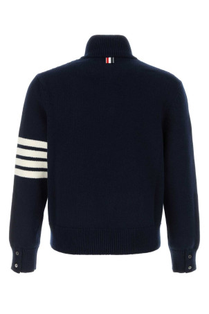 Темно-синий шерстяной свитер Black THOM BROWNE (MKA567AY1029)