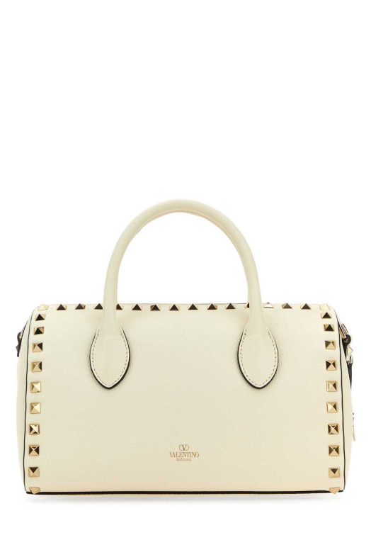 Кожаная сумка Rockstud цвета слоновой кости, белая VALENTINO GARAVANI (3W2B0M40TAG)