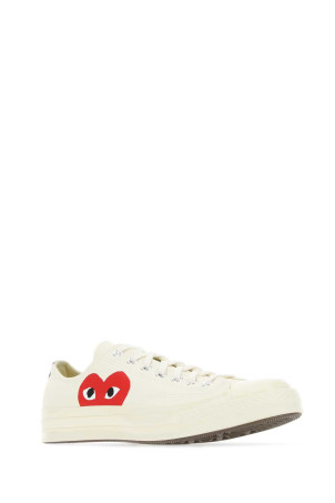Кросівки Comme Des Garçons X Converse з полотна кольору слонової кістки, білі COMME DES GARCONS PLAY (P1K111) COMME DES GARÇONS PLAY Кросівки Comme Des Garçons X Converse з полотна кольору слонової кістки, білі COMME DES GARCONS PLAY (P1K111) COMME DES GARÇONS PLAY