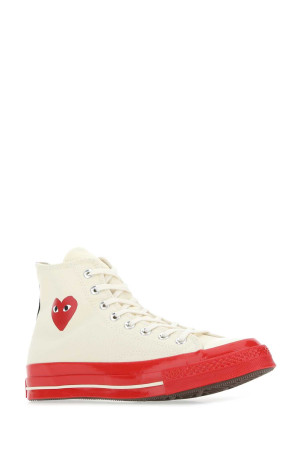 Кросівки Comme Des Garçons X Converse з полотна кольору слонової кістки, білі COMME DES GARCONS PLAY (P1K124) COMME DES GARÇONS PLAY Кросівки Comme Des Garçons X Converse з полотна кольору слонової кістки, білі COMME DES GARCONS PLAY (P1K124) COMME DES GARÇONS PLAY