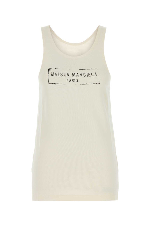 Майка з віскозної суміші кольору слонової кістки Біла MAISON MARGIELA (S51NL0048S24522)