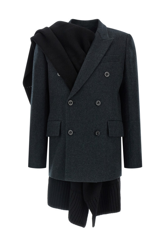 Пальто 2-в-1 Сіре SACAI 2508206327