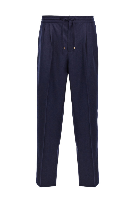 Брюки с складкой спереди Синие BRUNELLO CUCINELLI ME226E1710C396