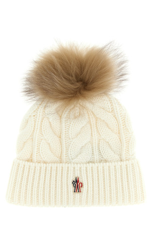 Капелюх з помпонами, плетений, білий MONCLER GRENOBLE K20983B00011A0069002 Капелюх з помпонами, плетений, білий MONCLER GRENOBLE K20983B00011A0069002