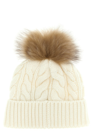 Капелюх з помпонами, плетений, білий MONCLER GRENOBLE K20983B00011A0069002 Капелюх з помпонами, плетений, білий MONCLER GRENOBLE K20983B00011A0069002
