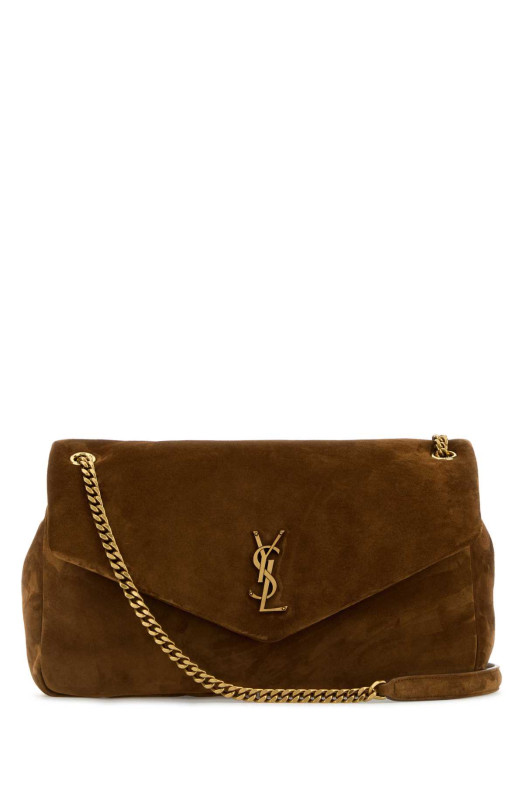 Caramel suede leather large Calypso shoulder bag SAINT LAURENT (7773991U80W)