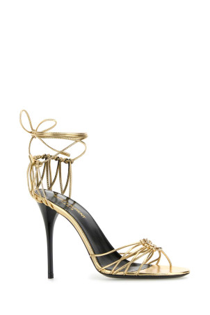 Золотые кожаные сандалии Babylone SAINT LAURENT (8219270NL00)