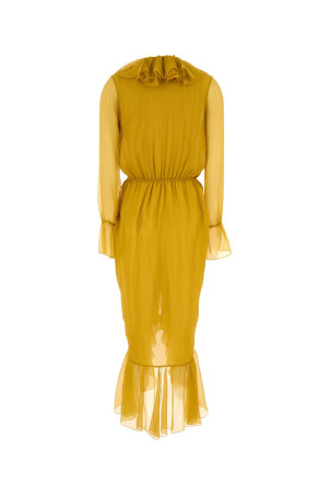 Желтое креповое платье SAINT LAURENT (825705Y3F22)