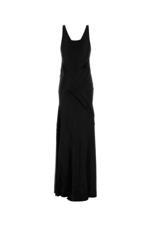 Чорна атласна довга сукня Black SAINT LAURENT (841805Y7G27)