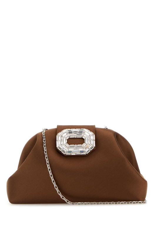 Кожаный клатч Camelia из коричневого атласа AMINA MUADDI (CAMELIA) Кожаный клатч Camelia из коричневого атласа AMINA MUADDI (CAMELIA)