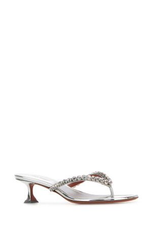 Серебристые кожаные туфли-муле Gigi AMINA MUADDI (GIGITHONG) Серебристые кожаные туфли-муле Gigi AMINA MUADDI (GIGITHONG)