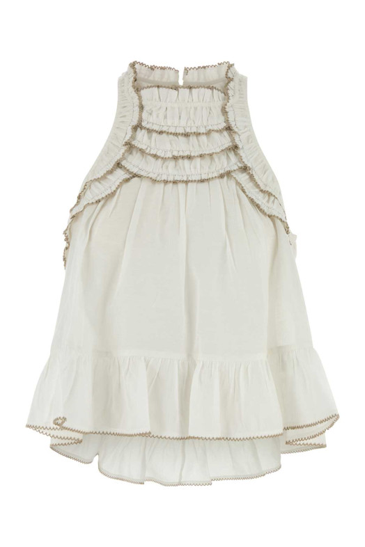 Белый топ Carlee из смешанного хлопка ISABEL MARANT ETOILE (HT0682FBB3J04E) Белый топ Carlee из смешанного хлопка ISABEL MARANT ETOILE (HT0682FBB3J04E)