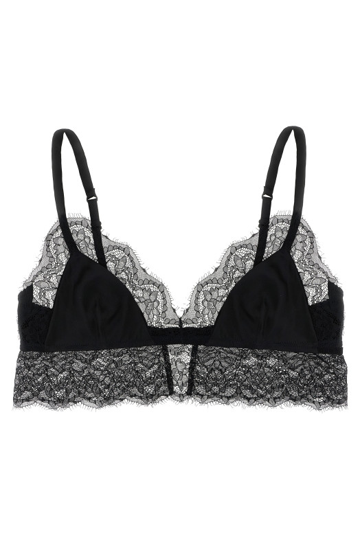 Чорний атласний бюстгальтер з мереживом DOLCE & GABBANA O1C58TFUAD8N0000