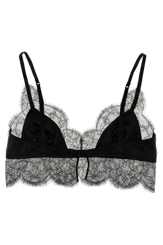Чорний атласний бюстгальтер з мереживом DOLCE & GABBANA O1C58TFUAD8N0000