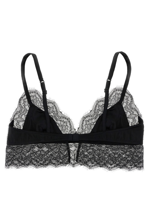 Чорний атласний бюстгальтер з мереживом DOLCE & GABBANA O1C58TFUAD8N0000