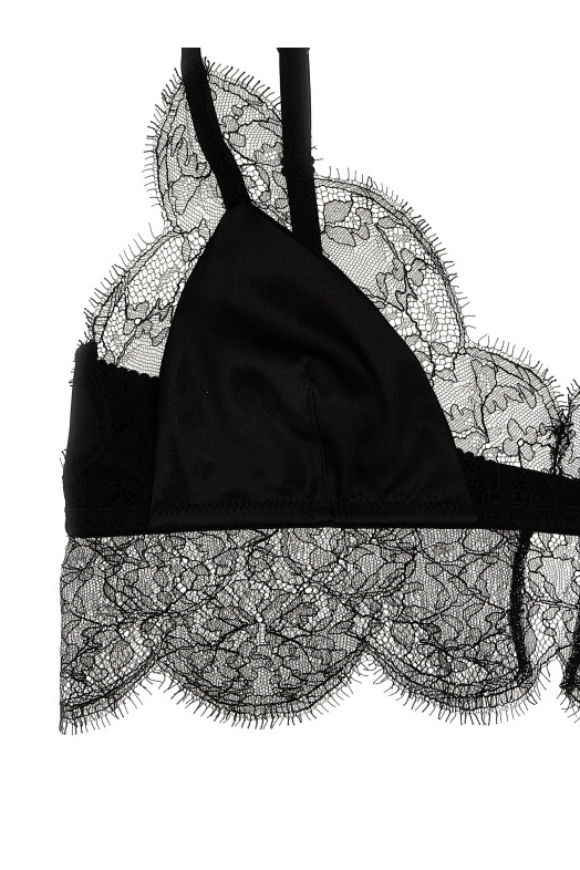 Чорний атласний бюстгальтер з мереживом DOLCE & GABBANA O1C58TFUAD8N0000
