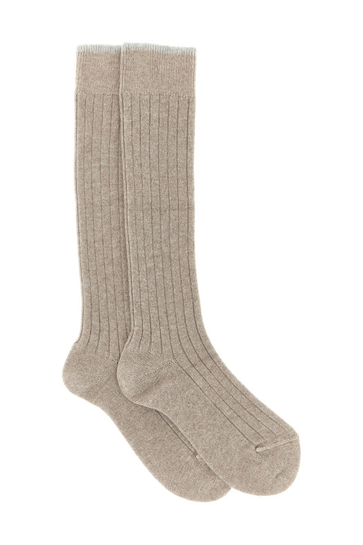 Ребристі кашемірові шкарпетки Бежеві BRUNELLO CUCINELLI MCS42741CBF75 Ребристі кашемірові шкарпетки Бежеві BRUNELLO CUCINELLI MCS42741CBF75