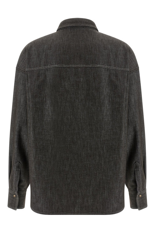 Lamé denim shirt Brown