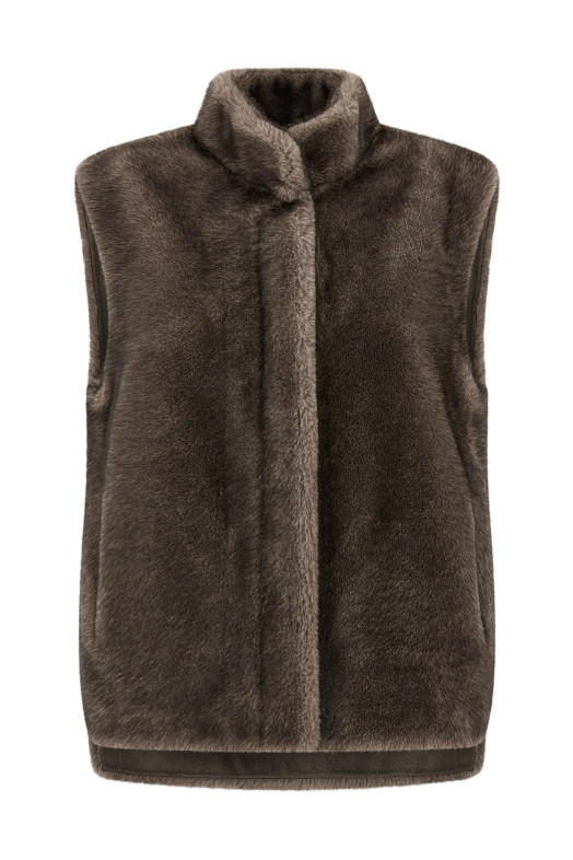 Штучне хутро жилетка коричневий MK2588SILVERGREY