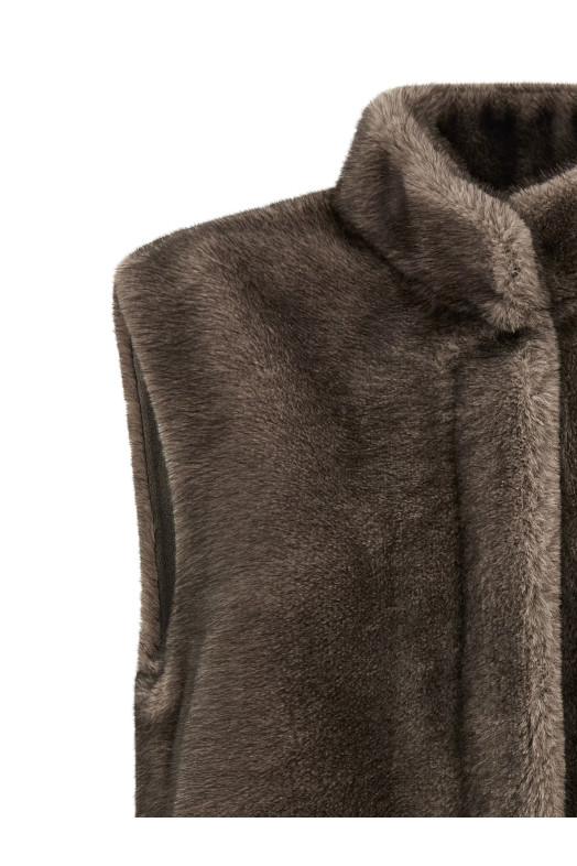 Штучне хутро жилетка коричневий MK2588SILVERGREY