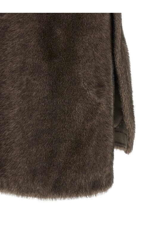 Штучне хутро жилетка коричневий MK2588SILVERGREY