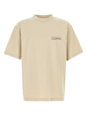 Бежевая хлопковая футболка оверсайз BALENCIAGA (830247TSVF3) Бежевая хлопковая футболка оверсайз BALENCIAGA (830247TSVF3)