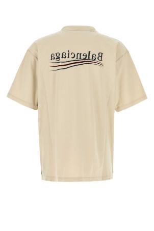 Бежевая хлопковая футболка оверсайз BALENCIAGA (830247TSVF3) Бежевая хлопковая футболка оверсайз BALENCIAGA (830247TSVF3)